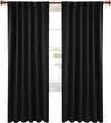 Solid Back Tab Blackout Curtains with Rod Pocket (52 '' x 95 '' Black, Set of 2 Panels)