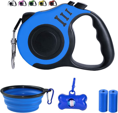 Pet Leash with 1 Portable Silicone Container, Blue