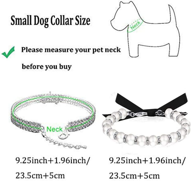 Rhinestones dog collar and pearl dog necklace set, colors: white