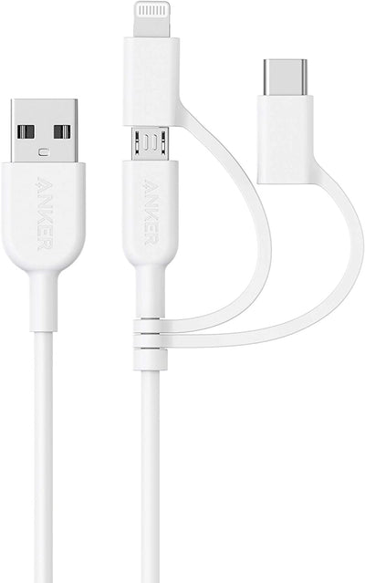 3-in-1 Powerline II Cable, (3ft, White)