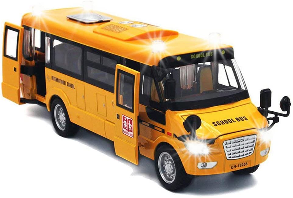 Removable 9" metal school bus with lights and sounds (Scale 1:32)