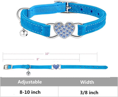 Collar with seat belt and bell 8 to 10 inches for cats (blue)