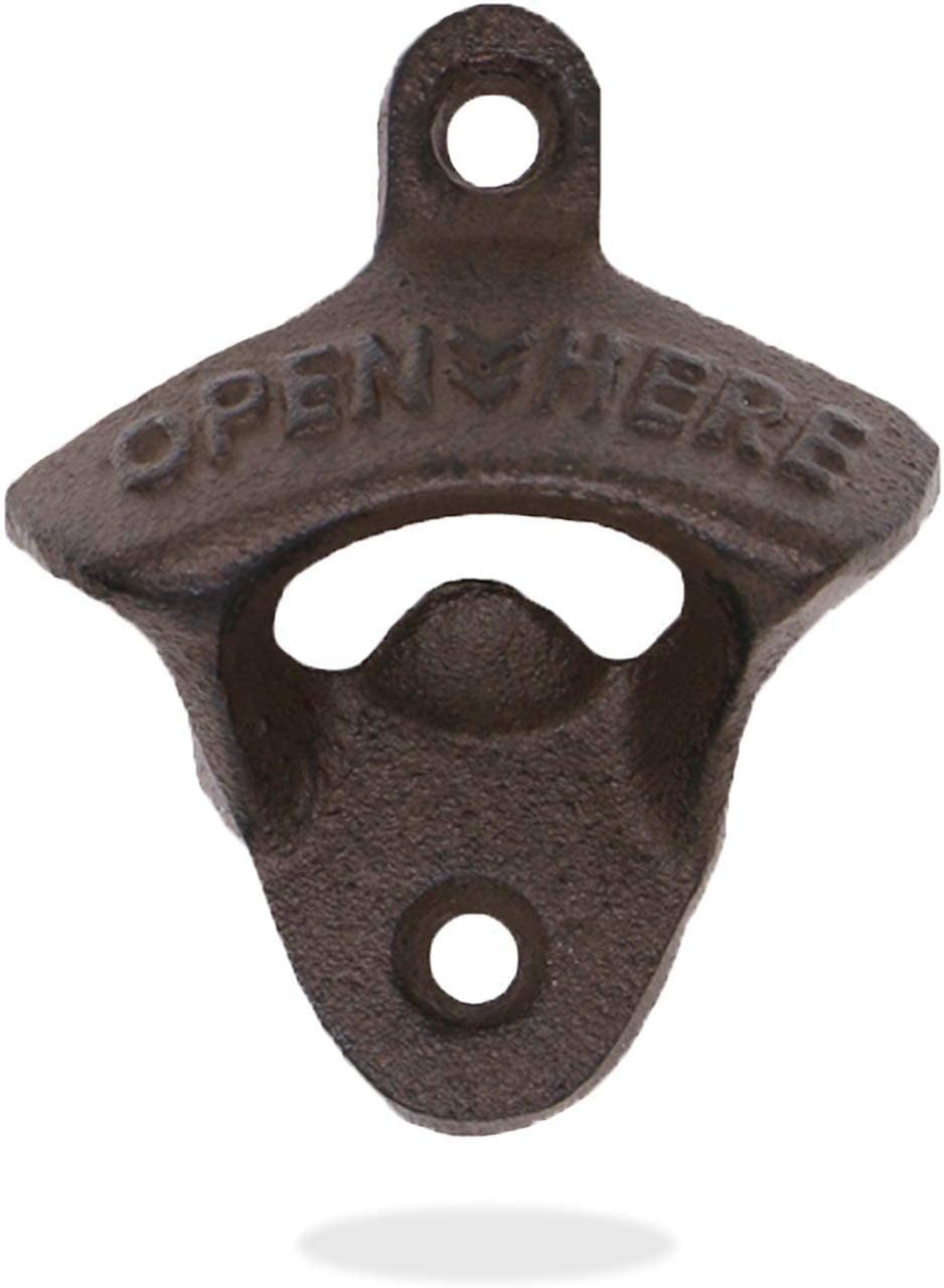 Wall Mounted Bottle Opener Farmhouse Cast Iron, 1 Pack