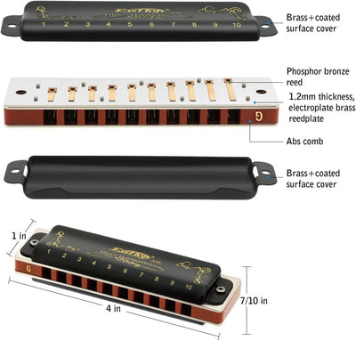 Diatonic Harmonica, 10 Holes, 4.02 x 1.06 x 0.75 inches