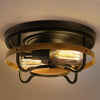 2-light retro flush mount ceiling light, gold metal