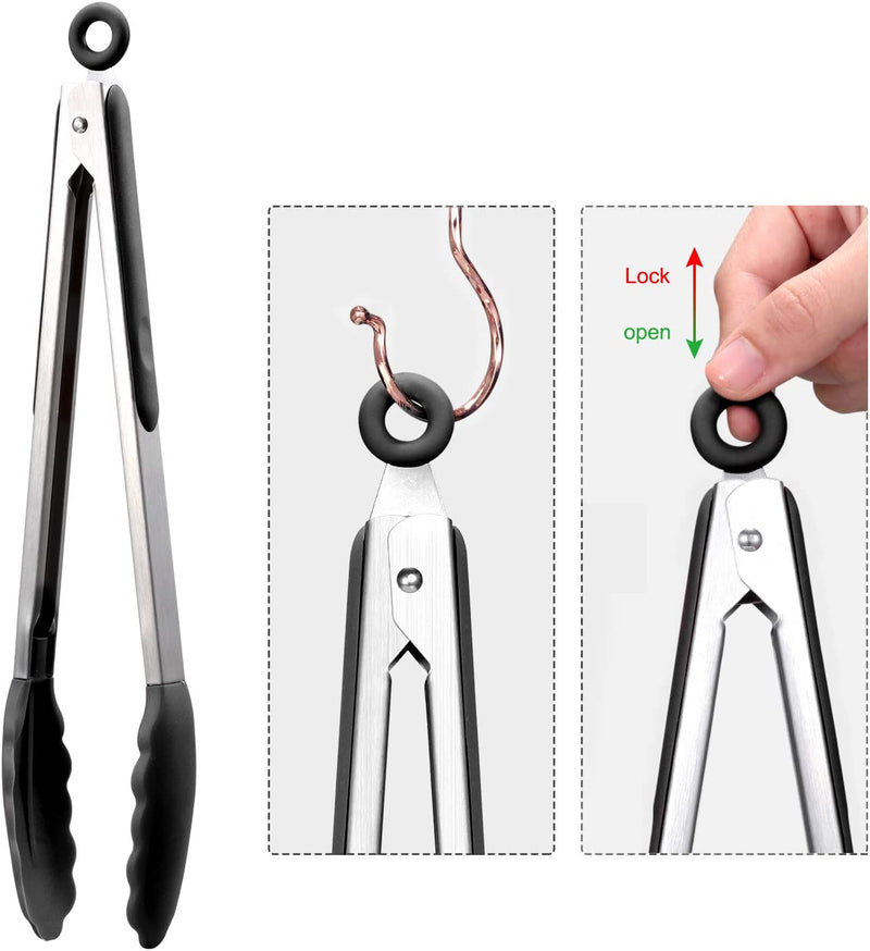 Steel Locking Kitchen Tongs