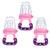 3-Pack silicone fruit baby feeders, pink color