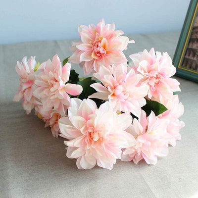 10 artificial dahlia flower heads, (light pink)