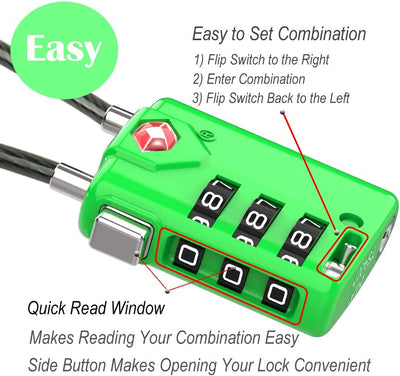 Compatible Travel Luggage Locks, 2-Pack, Green