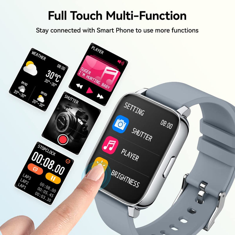1.69 inch touch screen smart watch, gray