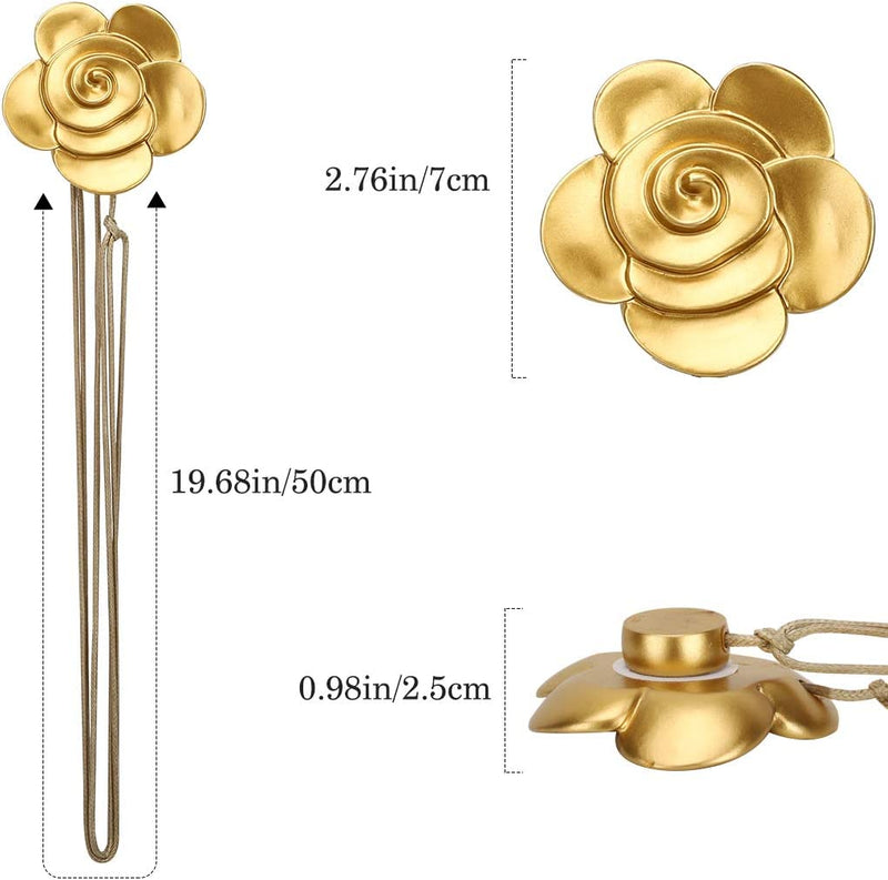 Vintage Resin Flower Magnetic Curtain Tiebacks Golden