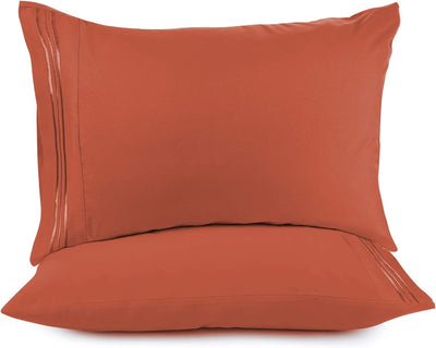 Set of 2 Wrap Around Closure Pillow Shams (Orange Rust)