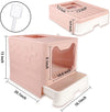 Collapsible litter box with lid for pets, pink