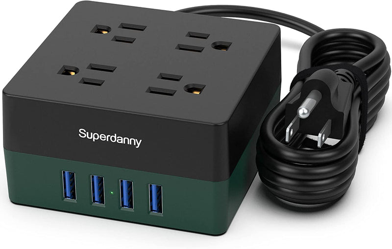 Mountable charging station 4 outlets, 4 USB ports, dark green