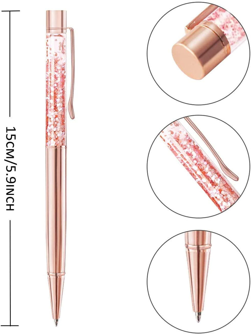 10 rose gold metal ballpoint pens with refills, black ink