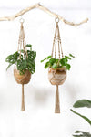 2 Macrame Plant Hangers Indoor Hanging Planter Basket Decorative (Brown)