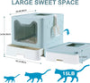 Collapsible Litter Box with Top Entry and Lid (Blue)