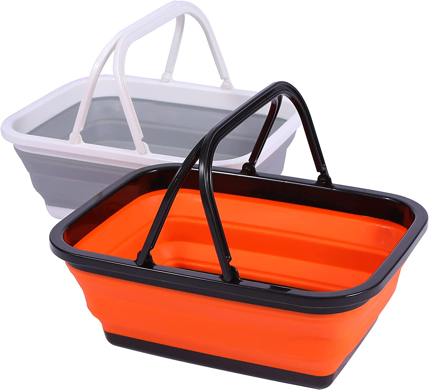 Pack of 2 folding sinks, 9L capacity, color: orange y grey