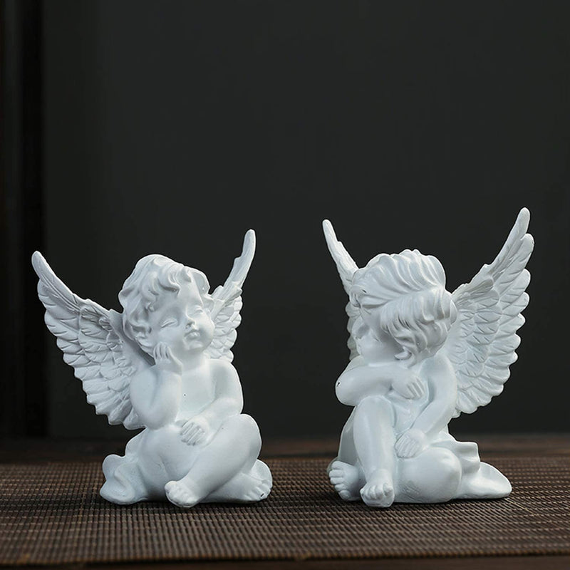 Cherub Angels x 2, Resin, 4" inches, White
