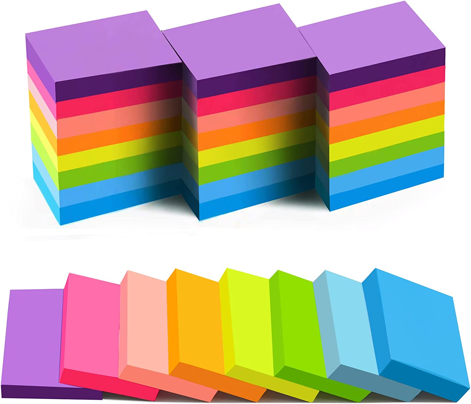 (Pack of 24) 1.5" x 2" Sticky Notes, 8 Colors, 75 Sheets/Pad