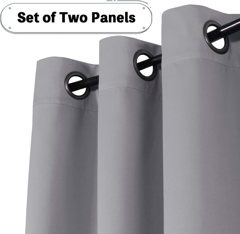 Thermally insulated blackout curtains, 8 grommets / rings per panel