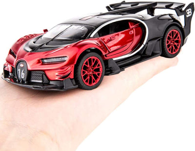 5.34" x 2.36" x 1.57" die-cast sports car (red and black)