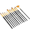 Art Painting Brush Assorted Set of 14 for Acrylic, black