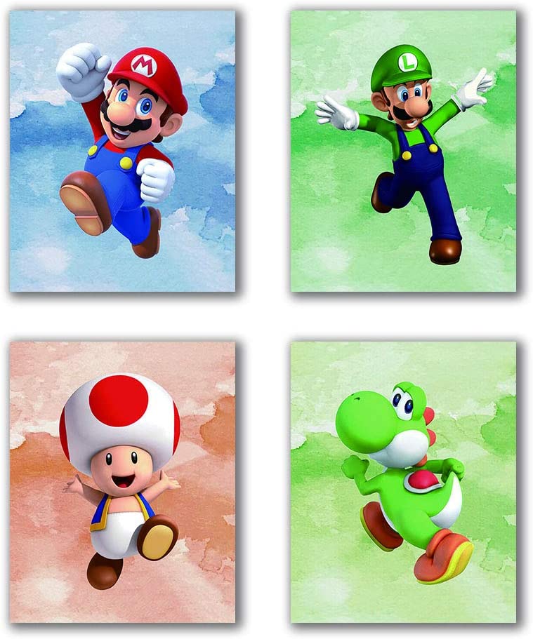 Toad Super Mario Prints Wall Art Game Room