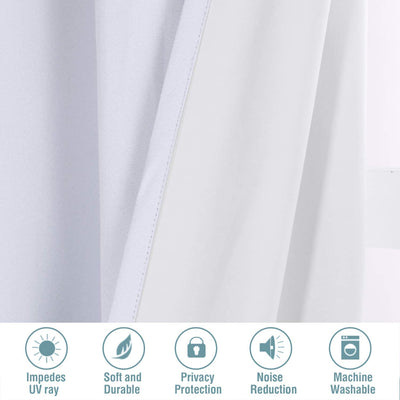 Linen Blackout Curtains 108 Inches Long 100% Absolutely Blackout Thermal Insulation, 2 Panels, White