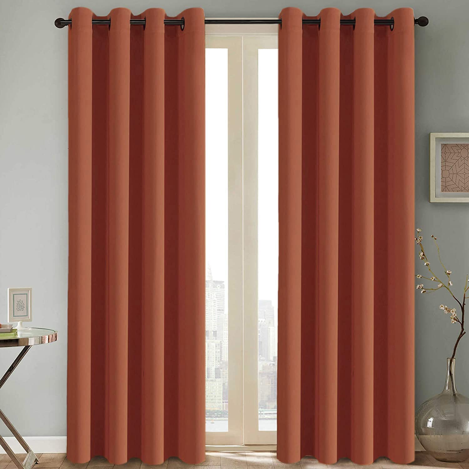 Thermal Insulated Blackout Curtains, 52" x 84", Cinnamon Orange