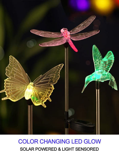 Set of 3 LED Color Changing Solar Stake Lights