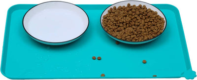 Waterproof silicone pet feeding mats, 19x12, teal