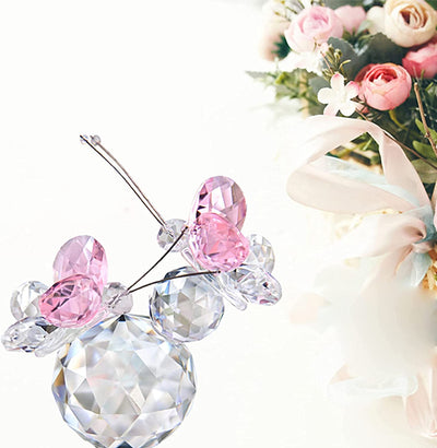 Crystal cut double pink butterfly collectible