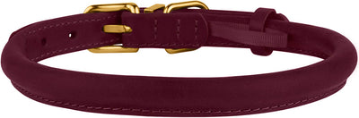 Coiled Leather Pet Collar, (Burgundy), 14" x 16.5"