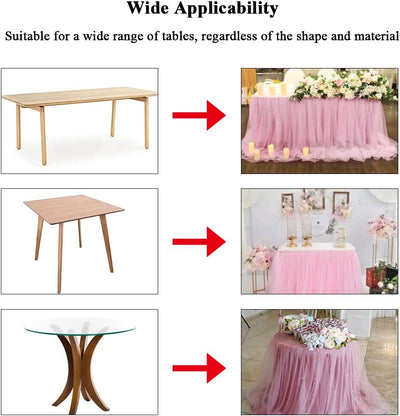 Table skirt, 6 feet for rectangular tables, (pink tutu)