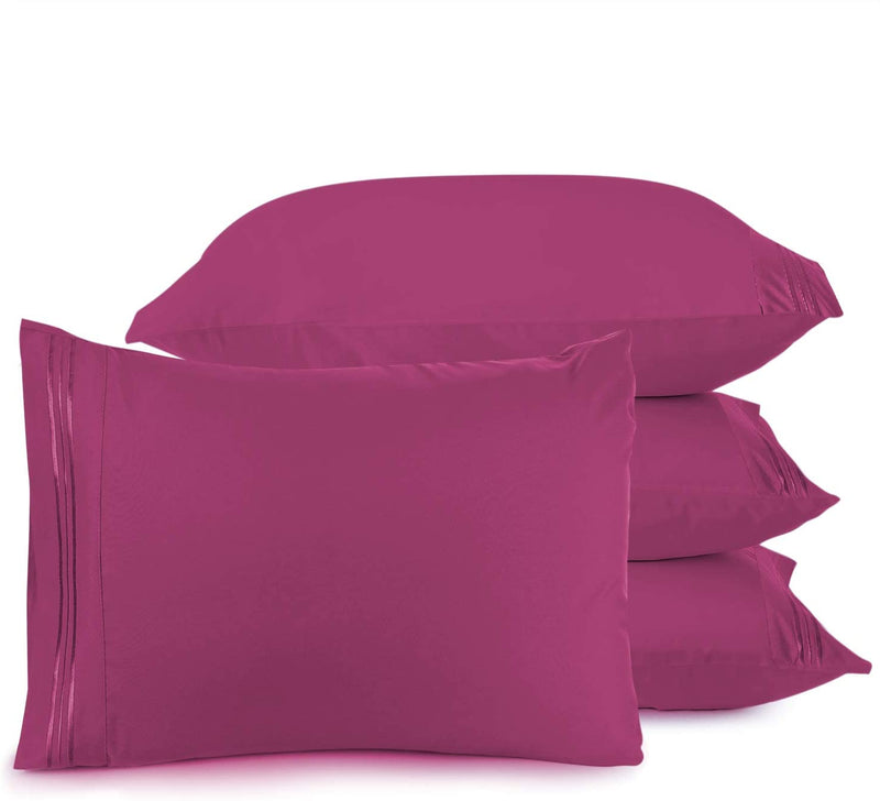 Set of 2 Wrap Around Closure Pillow Shams (Magenta Pink.)