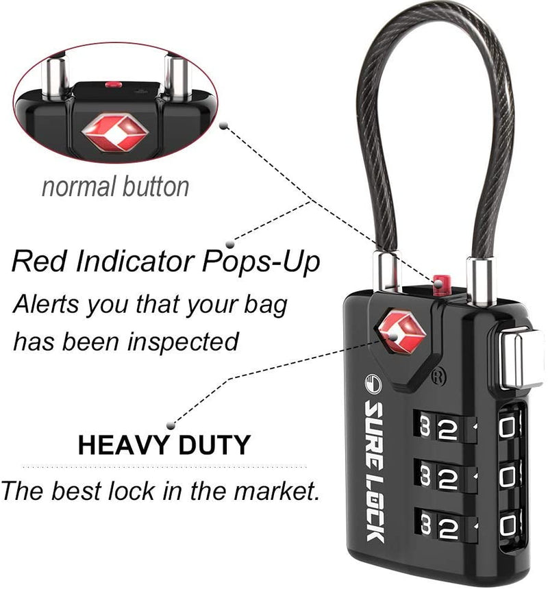 Compatible Travel Luggage Locks, 2-Pack, color (black)