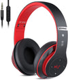 Bluetooth headphones with integrated microphone, black and red