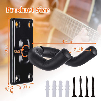 Metal Wall Mount for Guitars (Pack of 3) Black