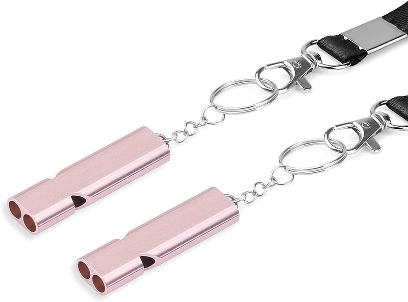 Whistles with carabiner and lanyard, 2 pieces (Pink)