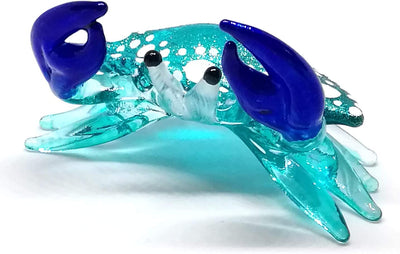 Handcrafted Figure of Blue Crab Blown Glass Marine Collection