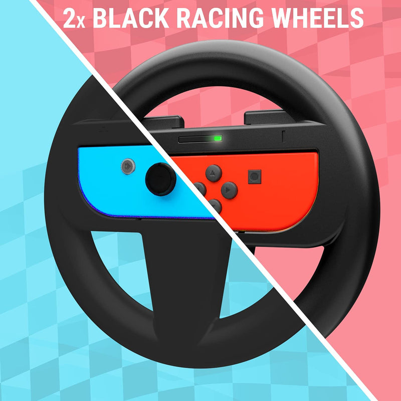 Steering wheels for nintendo, 2 pack, black