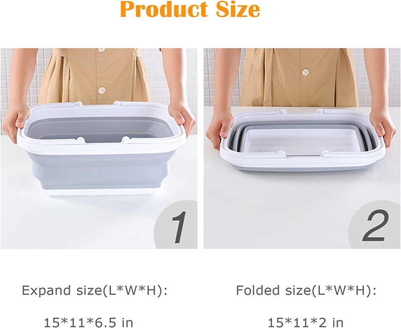 Pack of 2 folding sinks, 10 L capacity, (grey+grey)