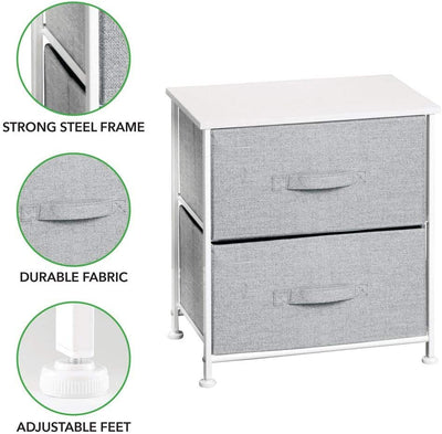 Bedside table with 2 pull-out fabric drawers