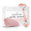 Facial Jade Derma Roller and Gua Sha Tool Set, Rose Quartz