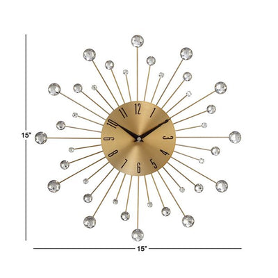 15" D Indoor Gold Analog Glam Wall Clock