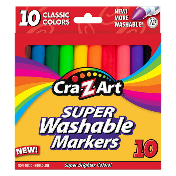 Washable Markers, 10 Count, Assorted Colors