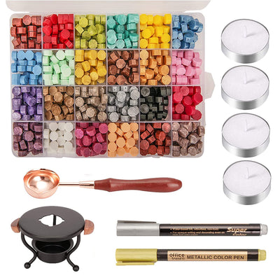 Wax Seal Kit 728 Pieces 2 Heater Pens, 24 Colors