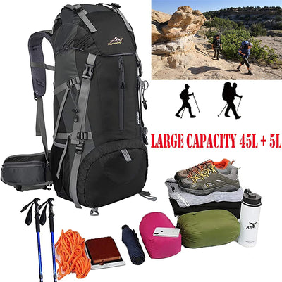 Hiking Backpack 50L Waterproof for travel,Black