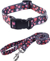 Set of 2 Pet Collars and Fun Leash, Size l, Pink Flower